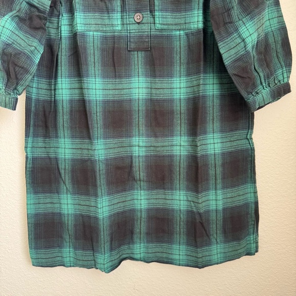 GAP Flannel Utility Mini Shirt Dress NWT in Green & Navy XS - Picture 4 of 13